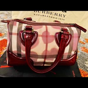 Burberry “Hearts” Burgundy Patent Leather Tote